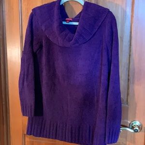 Purple turtleneck sweater